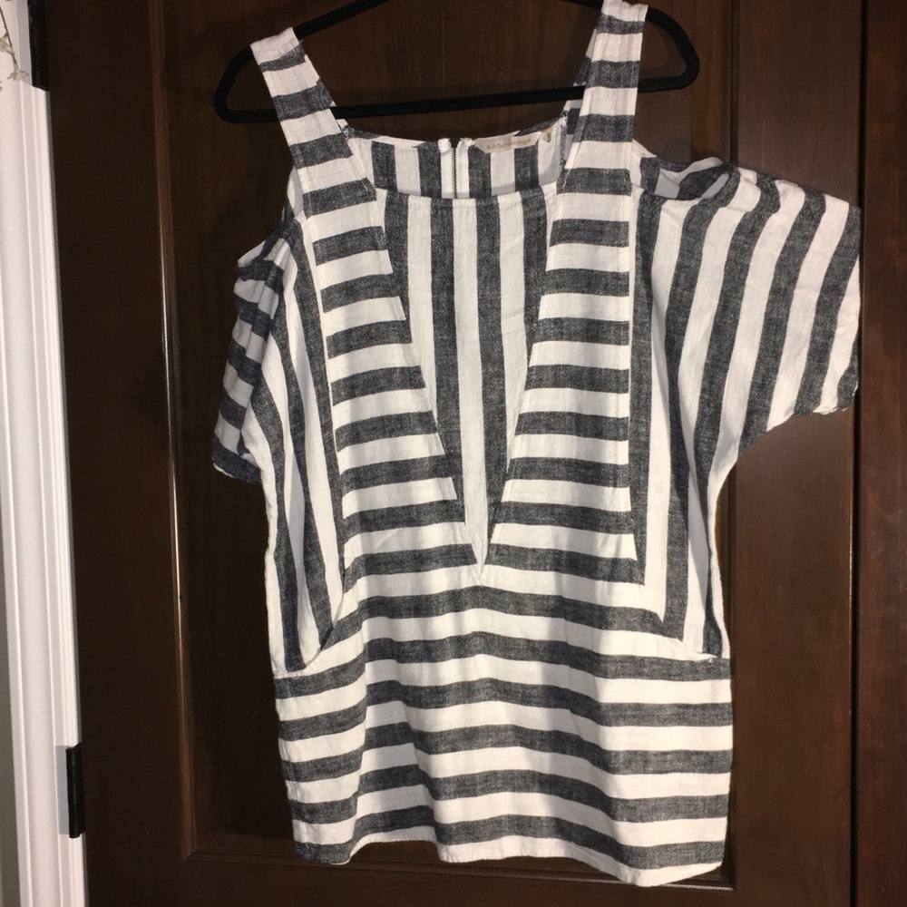 Soft Surroundings Black and White Striped Blouse